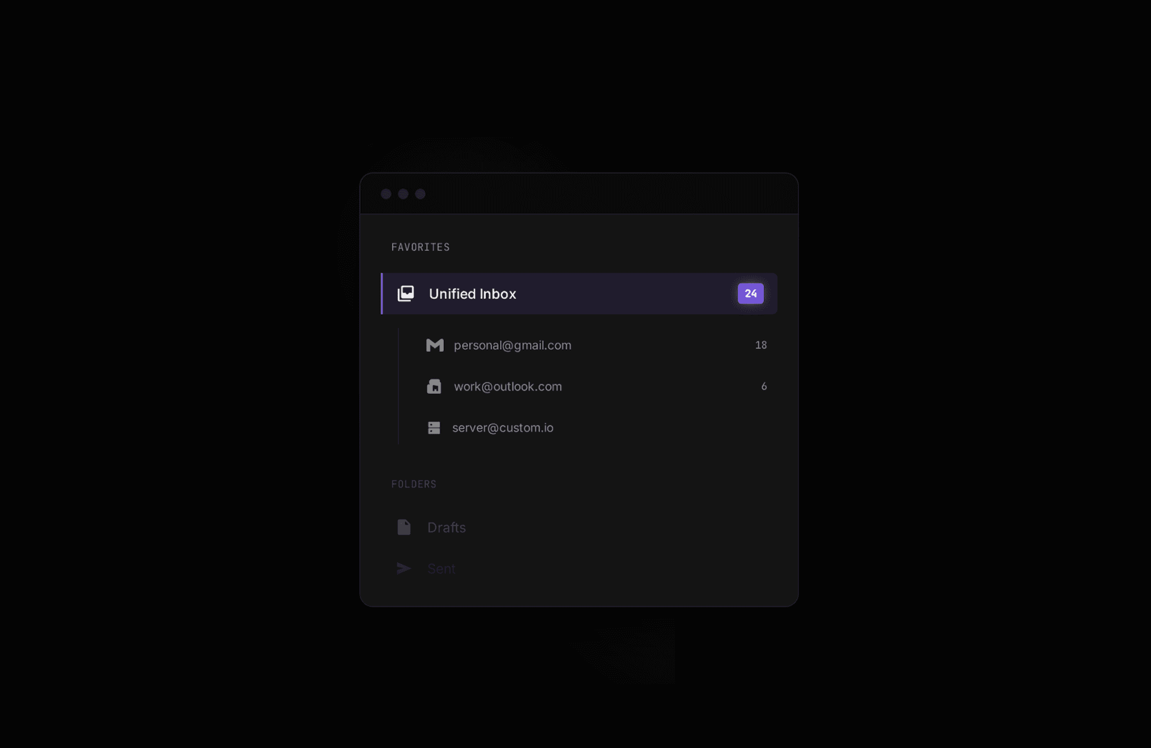 Amphomite unified inbox combining Gmail, Outlook, and IMAP accounts in one view
